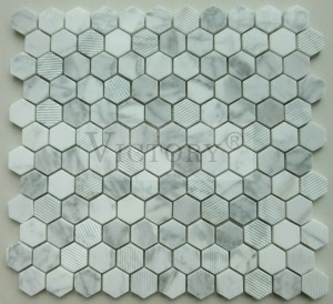 Ambongadiny Factory Hexagon Kitchen Backsplash Marble Mosaic Tile Carrara/Ajax/Emperador/PerlinoBianco Hexagon Marble Mosaic Tile ho an'ny Backsplashes Hexagon Mosaic Tile Glass And Stone Mosaic Tile Sto...