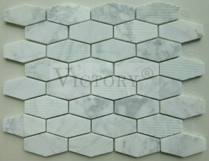Sešstūra mozaīkas grīdas flīzes marmora mozaīkas Backsplash Carrara mozaīkas flīzes sešstūra balta/melna/pelēka marmora akmens mozaīkas flīze virtuvei Backsplash