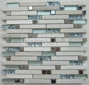 Strip Stone Mosaic Waterjet Mosaic Tile Black And White Mosaic Tile White Mosaic Backsplash ස්වභාවික කිරිගරුඬ ගල් මොසෙයික්, ගෘහ අලංකරණය සඳහා හැඩැති කිරිගරුඬ මොසෙයික්