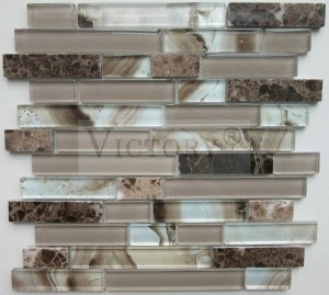 Foshan mosaico de vidrio laminado mosaico de vidrio para salpicaduras mosaico de vidrio para decoración de cocina, baño, comedor, decoración de pared, tiras de mosaico de vidrio de 8mm