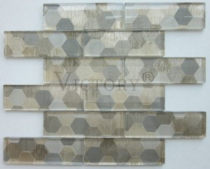 ʻO ke aniani Mosaics Wall Tile Laser Glittering Home Decor Back Splash Morden Design Cloth Pattern Laminated Interior Features