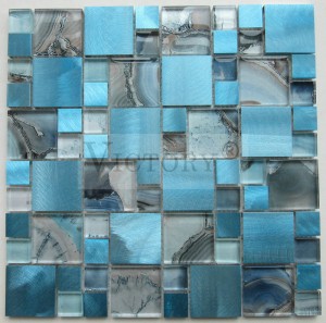 Metalik Mozaik Karo Backsplash Metalik Mozaik Banyo Fayansları Deniz Cam Mozaik Karo Mozaik Siyah Metalik