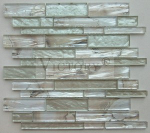 Botique mosaikdesign i skal og marmor silketekstur Ser højkvalitets glasmosaikfliser til vægpaneler som fjermønster