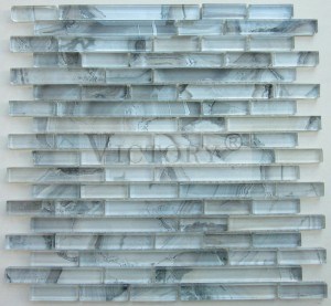 Piastrella a mosaico in vetro laminato magico con vetro laminato grigio argento alluminio + mosaico in alluminio