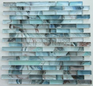 Πλακάκι μωσαϊκό από πλαστικοποιημένο γυαλί Magic με πλαστικοποιημένο γυαλί αλουμινίου ασημί γκρι + μωσαϊκό αλουμινίου