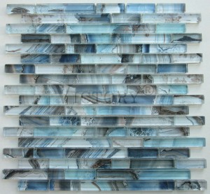 Azulejo de mosaico de vidro laminado mágico com vidro laminado cinza prateado de alumínio + mosaico de alumínio