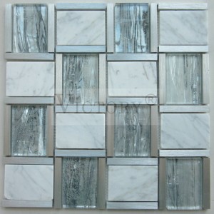 Grands carreaux de mosaïque Mosaïque en aluminium Carreau de mosaïque en marbre Dosseret Carreau de mosaïque en marbre et en verre