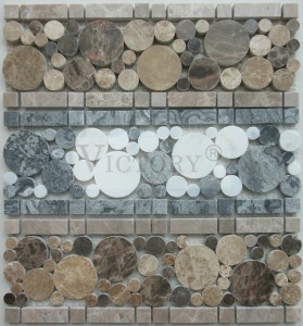 Penny Round Body တစ်ခုလုံး Glass Stone Mosaic Wall tiles Circles Latest Irregular Geometric Stone Mosaic Design Glass Mosaic for Kitchen Wall Decoration Penny Round Mosaic Tile Glass and Stone Mosaic Tile Marble Mosaic Backsplash Crystal Stone Mosaic Tile