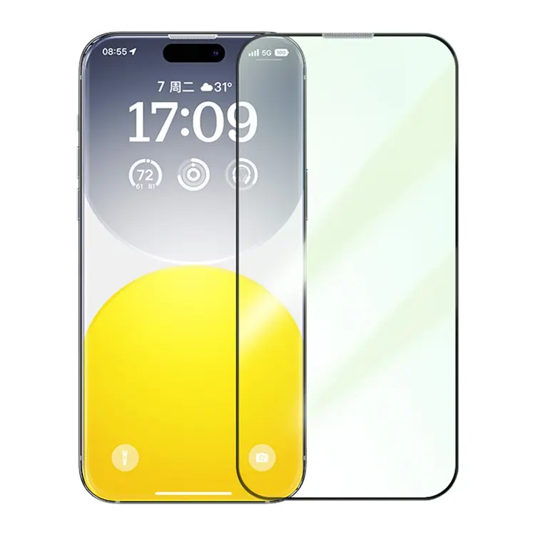 iPhone 15 Pro Prutezzione Green-Ray Per l'Occhi Protettore di Screen Anti Luce Blu Film Vetru Temperatu Per iPhone 15 Pro