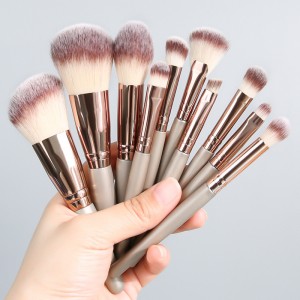 Mini Makeup Brushes Set for Travel – 10PCS Soft Nylon Bristles Blush Face Powder Eye Shadow Brown Cosmetic Brush Kit