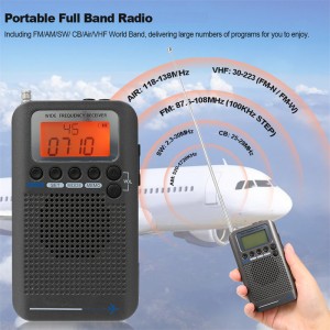 Mylinking™ bærbar FM/AM/SW/CB/Air/VHF Aviation Band Radio