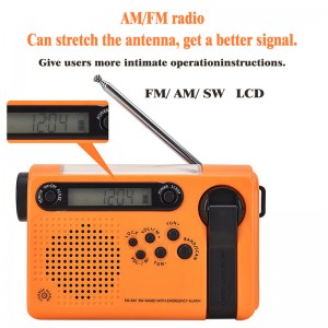 Mylinking™ päikeseenergia käsivända dünamo ilmastiku avarii FM/AM/SW/WB raadio