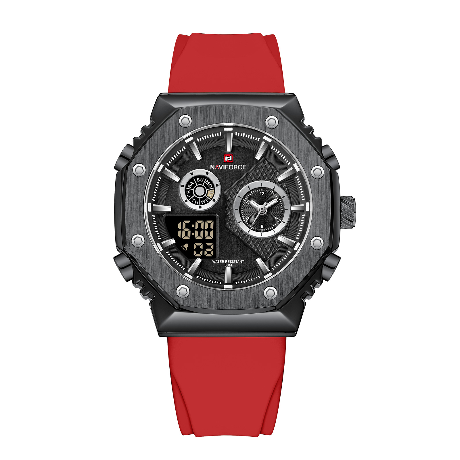 NAVIFORCE 8025 Quartz Watches with Square Case Chronograph Sport Wrist Watch for Men