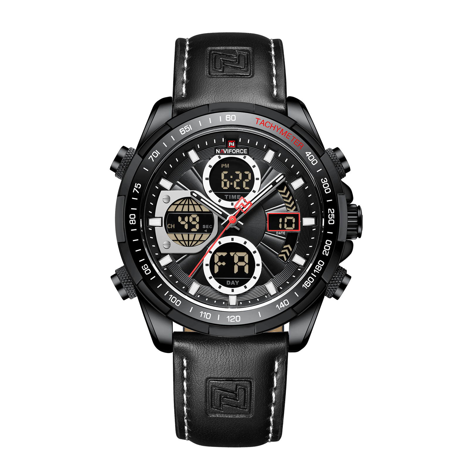NAVIFORCE 8025 Quartz Watches with Square Case Chronograph Sport Wrist Watch for Men