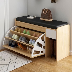 AJ Factory Wholesale Living Room Entryway Pull Out Wooden Shoe Bench Cabinet Rotating Shoe Storage Rack