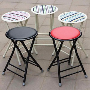 AJ Factory Wholesale Simple Outdoor Camping Garden Household Bistro Bar Collapsible Round Folding Stool High Chair