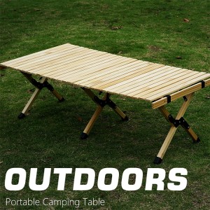 Wholesale Outdoor Garden Beach Travel Camping Picnic Solid Wooden Portable Folding Egg Roll Table