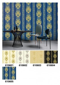 Top Quality China Damask Flower Design Deep Embossed Vinyl Wall Paper for Building Material PVC Wallpaper