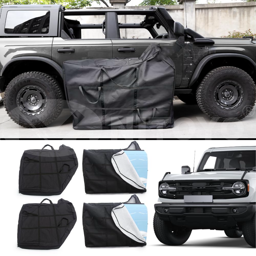 NITOYO Car Door Storage Bags (2 pack for front door and 2 pack for back door) FIT for Ford Bronco 2024 2023 2022 2021