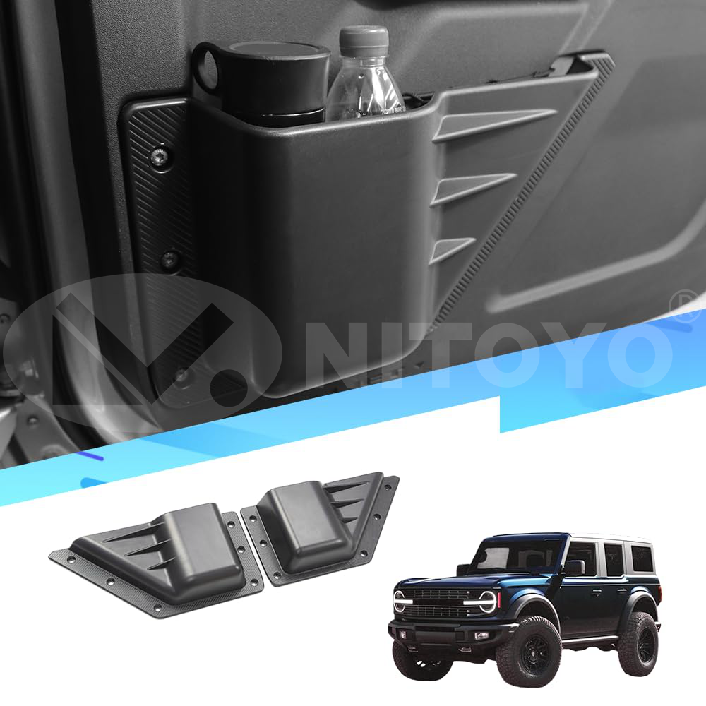 NITOYO Door Storage Pockets Front 2 PACK FIT FOR Ford Bronco 2024 2023 2022 2021