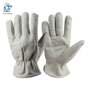 Driver Professional White Cow Grain Leather Working Gloves