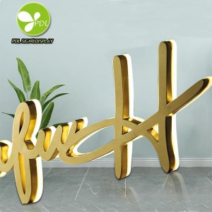 Custom Led CNC Cutting Gold Stainless Steel Backlit Letter Sign 3D Decorative Alphabet
