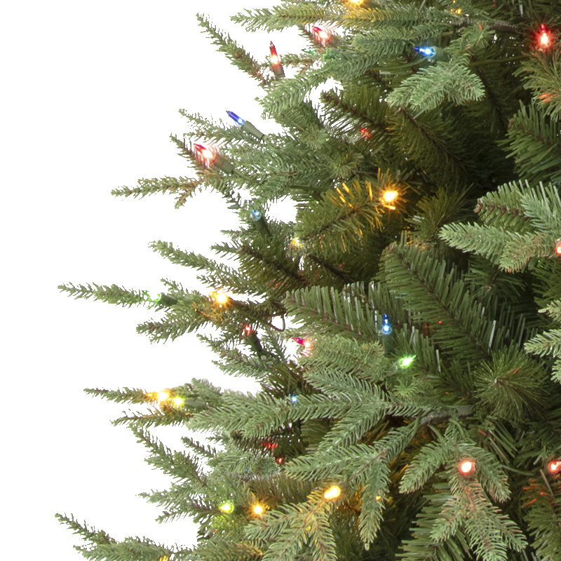 Artificial Christmas Tree, Prelit Christma Tree, 7.5 ft Christmas Tree With Lights, PE Mixed Tips,  Hinge,  Metal Base.#GYPE-90J3021GM(-500UM)