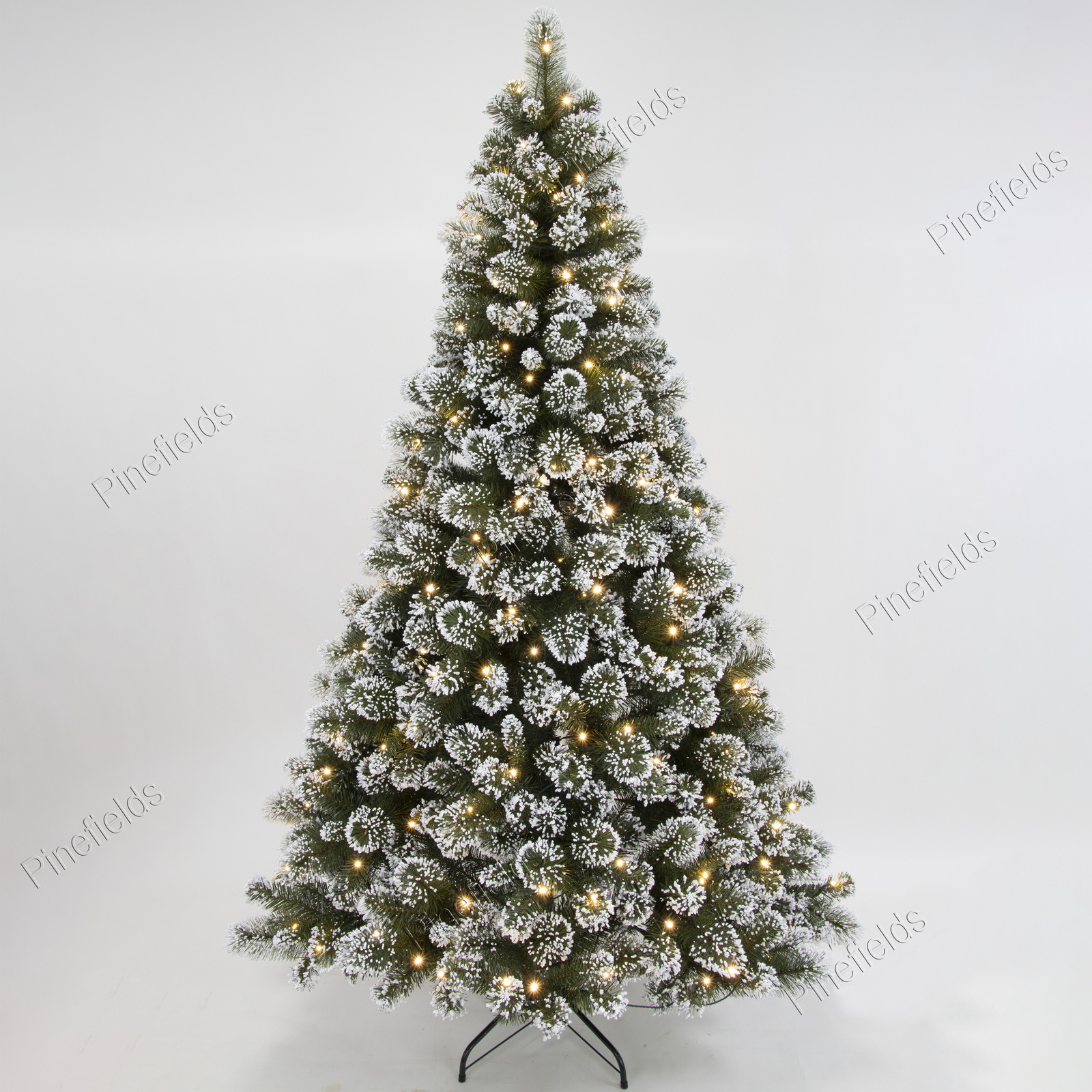 Artificial Christmas Tree, snow tipped,7 ft Christmas Tree, Needle Mixed Tips, Hinge,  Metal Base.#GYSZ-84J754GM-ZF200L