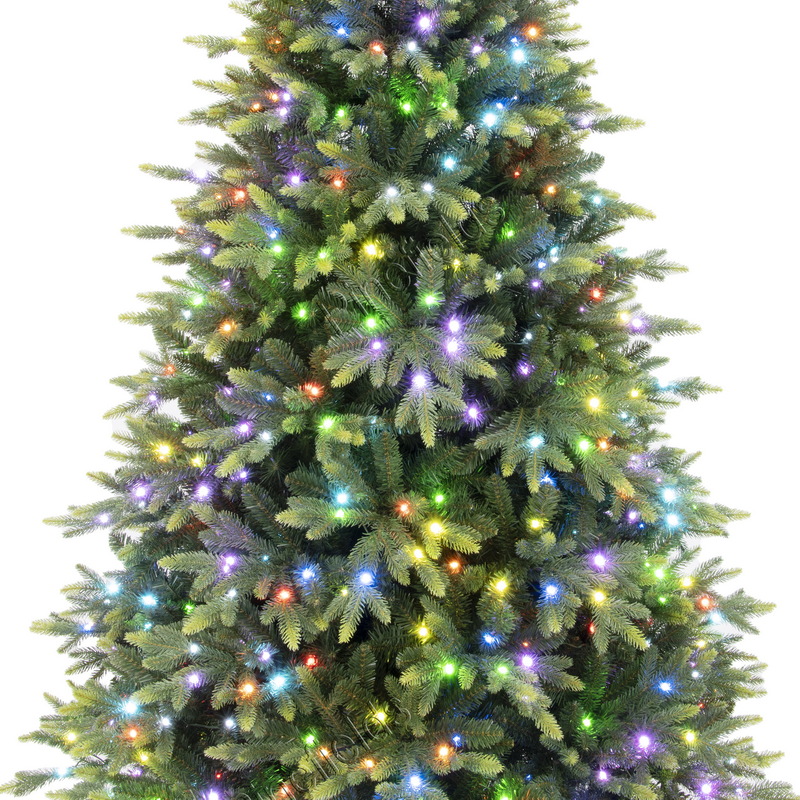 Artificial Christmas Tree, Prelit Christma Tree, 7.5 ft Christmas Tree With Color Changing Lights, PE Mixed Tips,  Hinge,  Metal Base.#HYPE-90J2888GM(-550L)