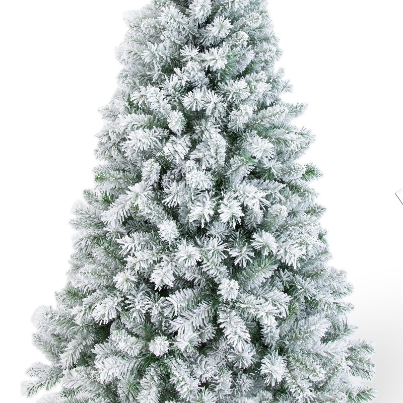 Artificial Christmas Tree, Flocked Christmas Tree, 6 ft Christmas Tree, PVC Tips,  Hinge,  Metal Base.#LSPV-72J681GM-Z