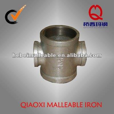 banded reducing cross joint gi malleable iron pipe fitting