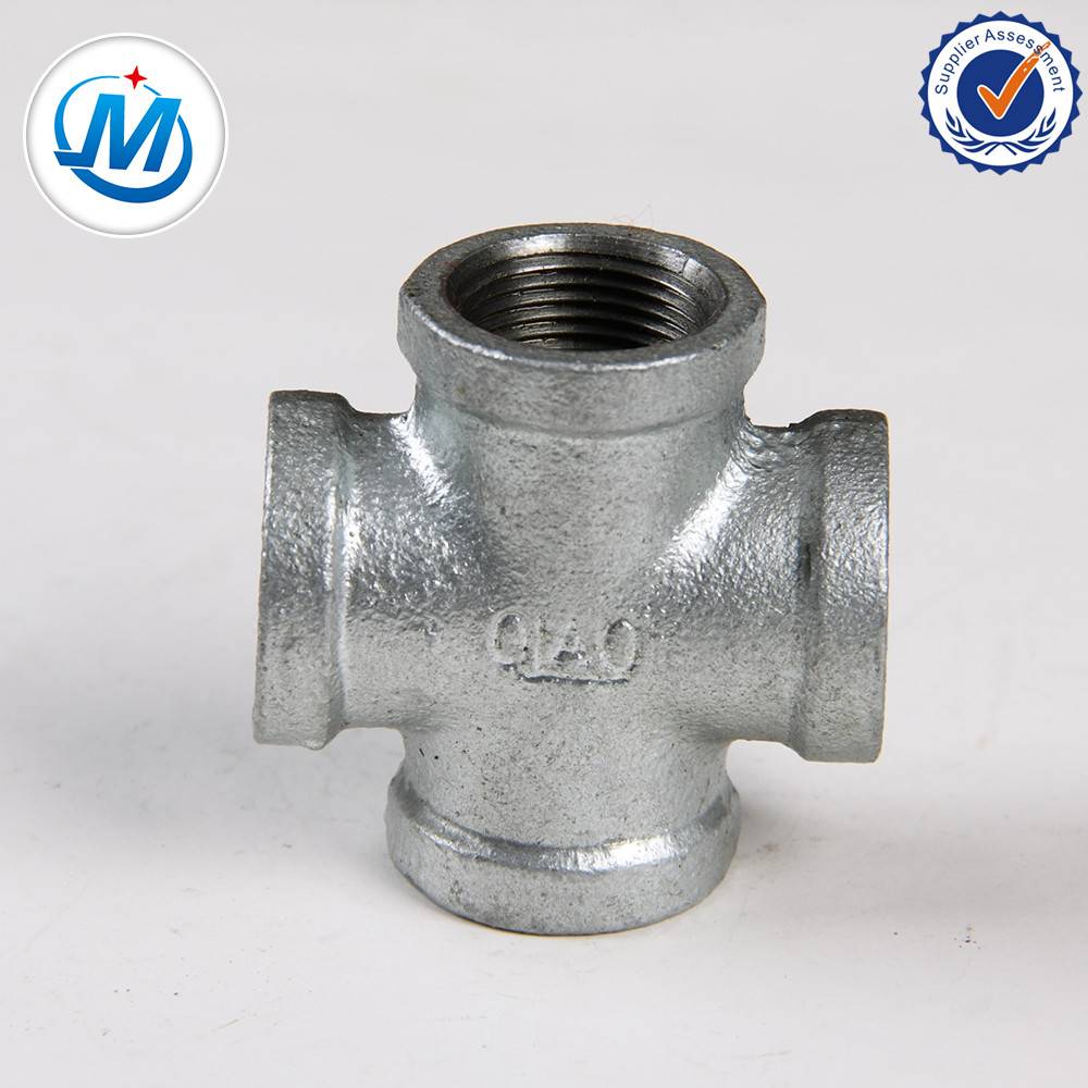 black malleable iron pipe fitting banded equal screw joint cross