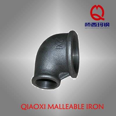 black 90 reducing elbow Malleable cast iron pipe fittings used oil water and gas