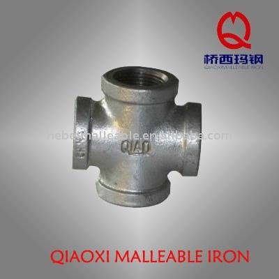 banded equal galvanized malleable iron cross joint pipe fitting