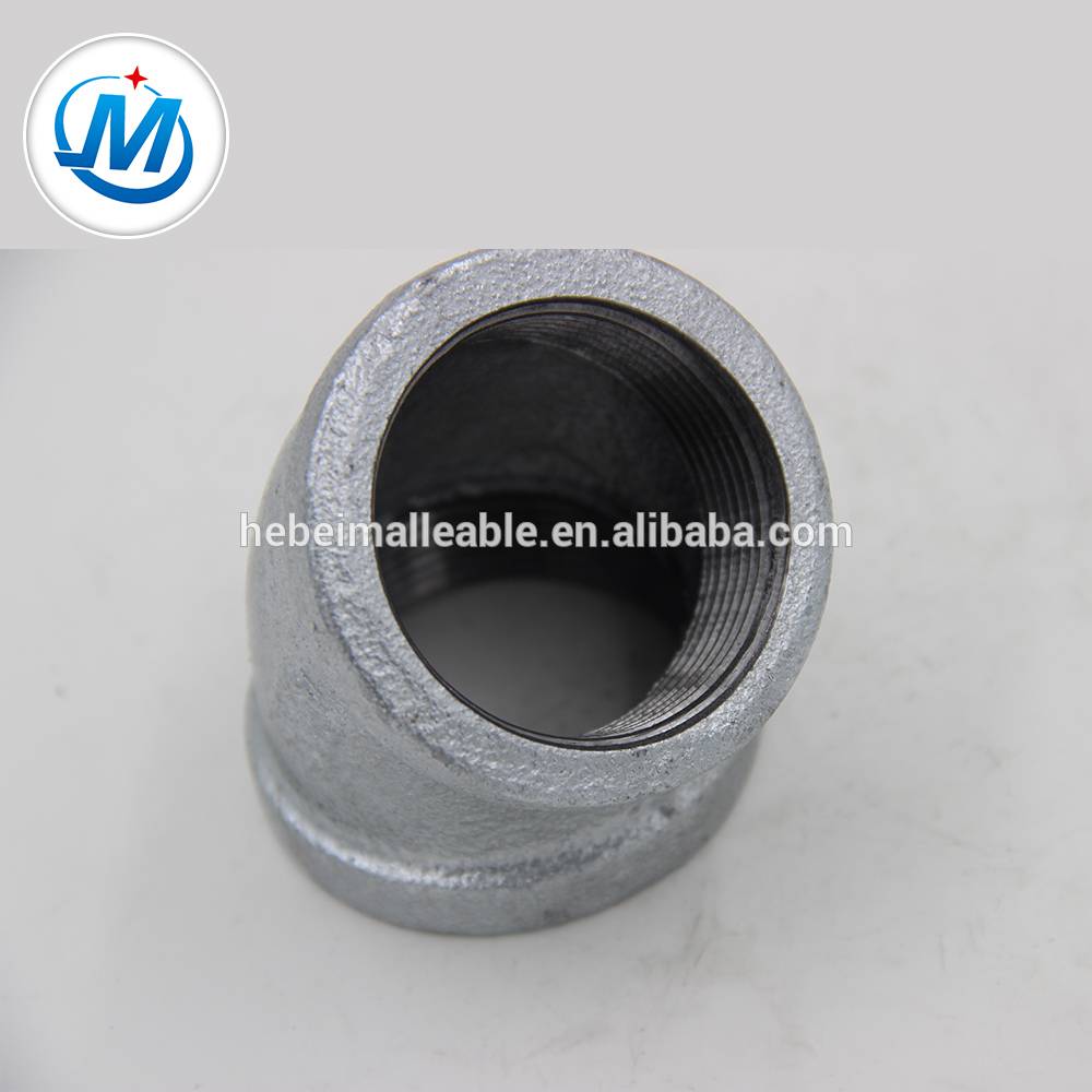 OEM/ODM Supplier Aluminum Weld Fittings -
 hot dipped galvanized pipe fittings 1/2 "45 degree elbow with stock – Jinmai Casting