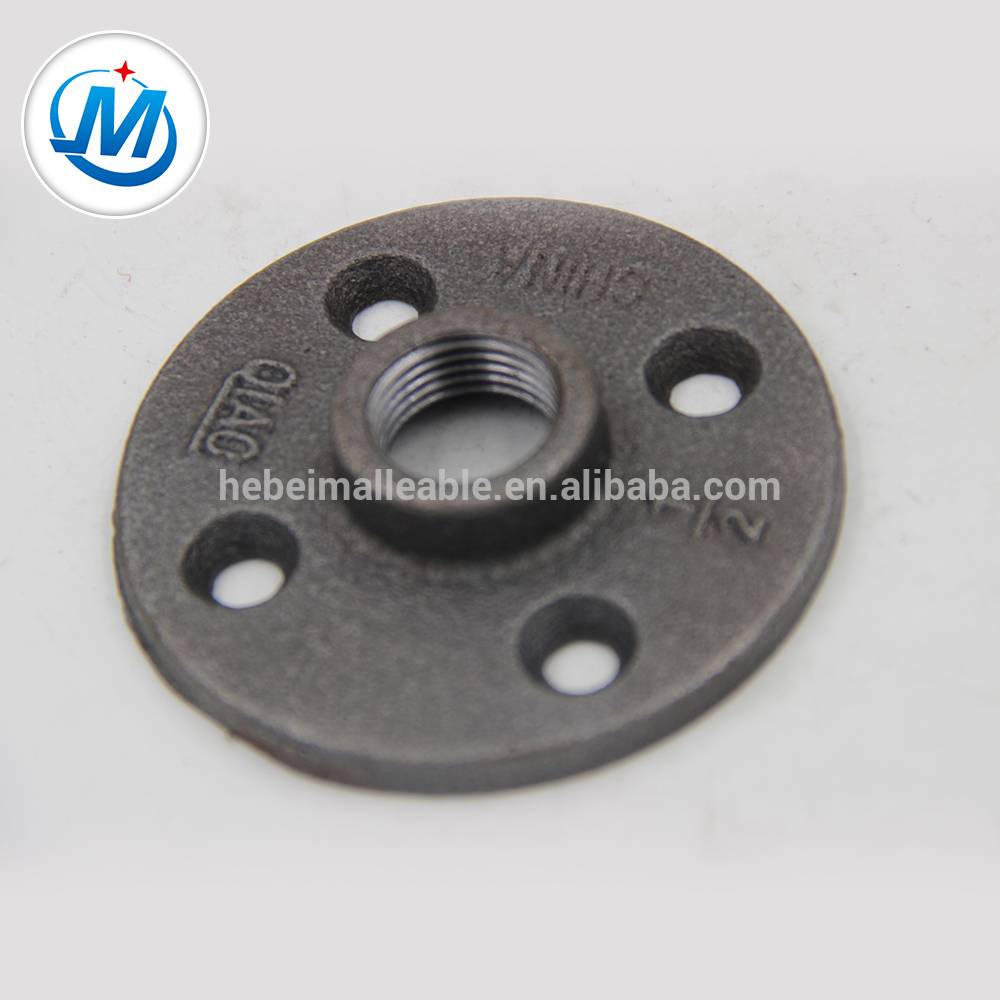 Wholesale Price Cast Iron Pipe Connector -
 QIAO150 lbs 3/4" malleable iron pipe fitting thread flange with four holes – Jinmai Casting