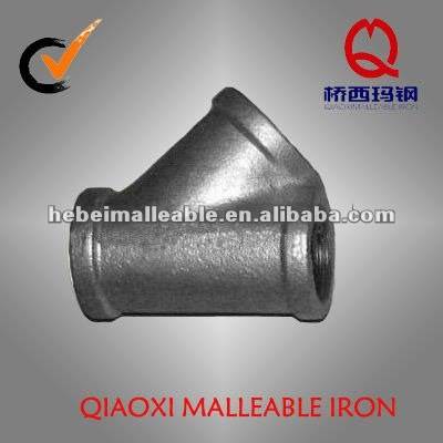 45 degree galvanized malleable iron pipe fitting lateral y branches tee