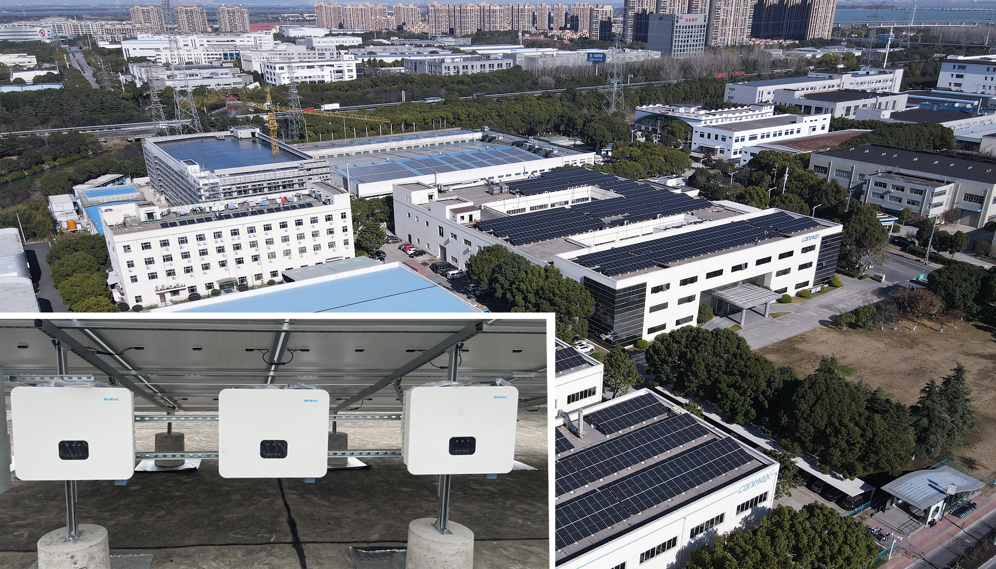 Нова собствена RENAC инвестира 1MW комерсиална фотоволтаична централа в мрежата беше успешно пусната в експлоатация в Суджоу, Китай!