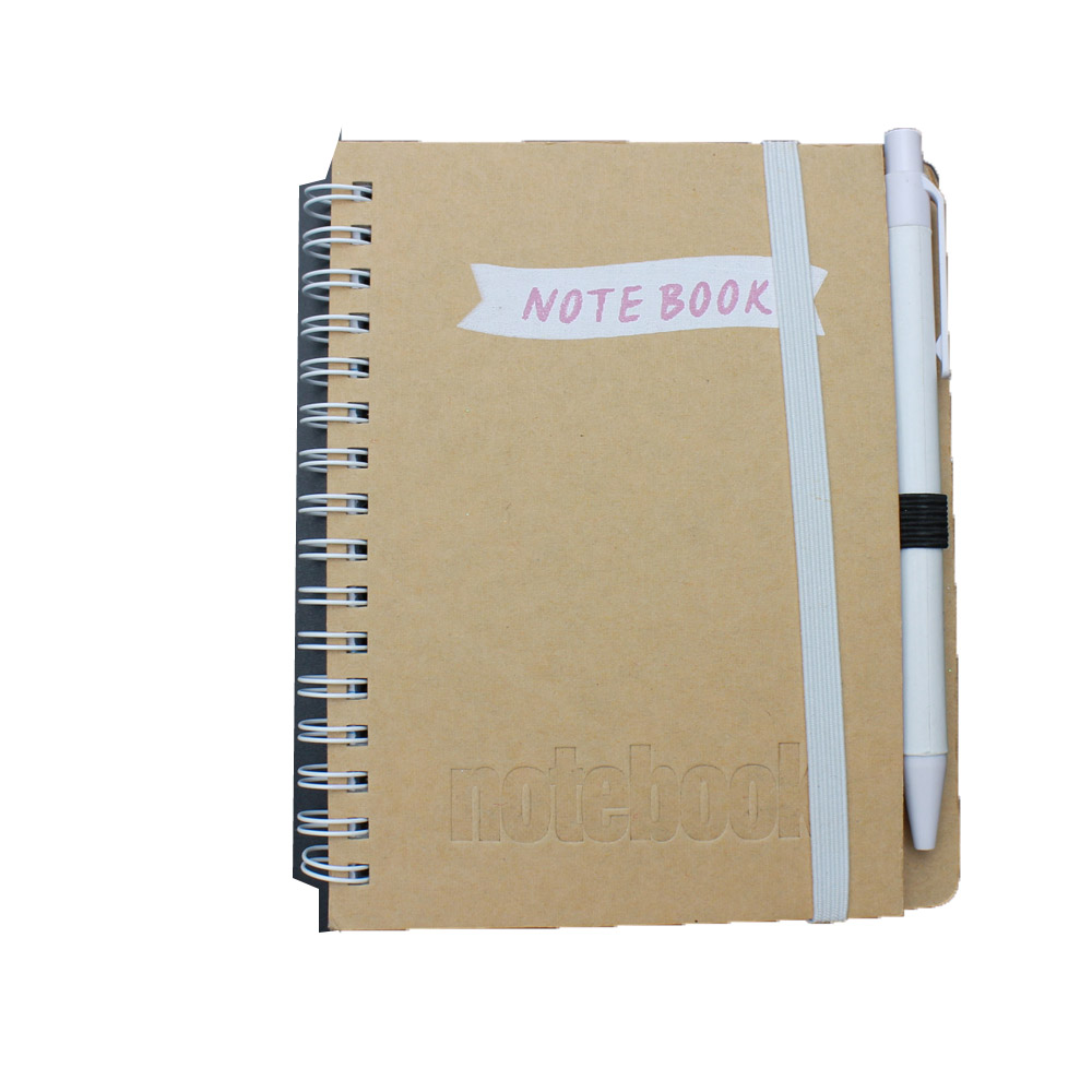 Kraft paper cover cheap school exercise notebook with ball pen