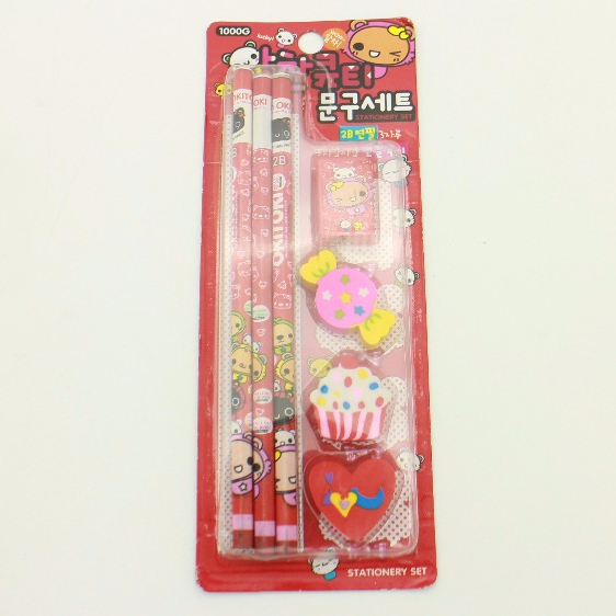 Wholesale Mini Staper Set - 7pcsschool stationery set for students / Pencil sharpener & candy,heart,icecream eraser – Ricky Stationery