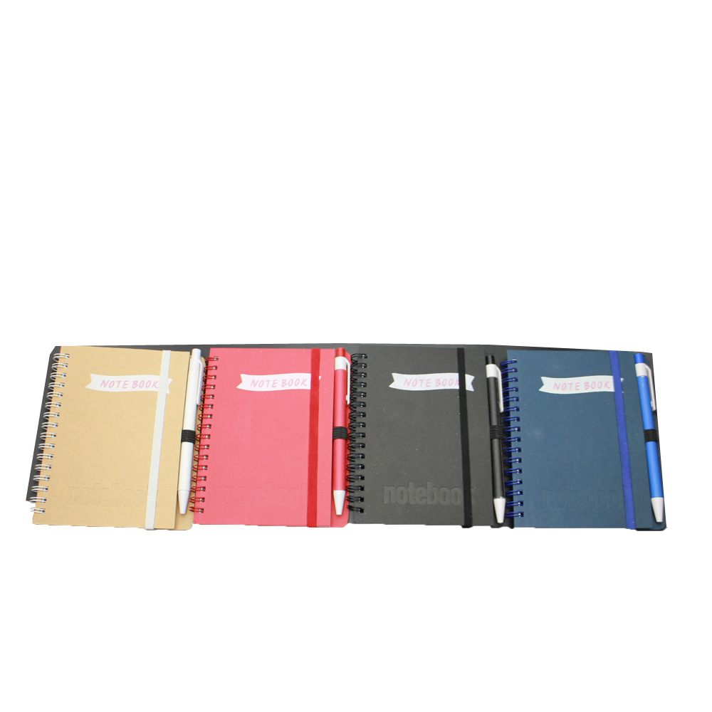 Big Discount Paper Boxes - NB-R037 Kraft paper cover cheap school exercise notebook with ball pen – Ricky Stationery