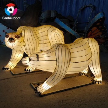 Silk Lantern Festival Decorate White Bear Animal Lantern for Park