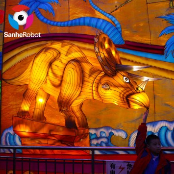 Lifelike Chinese New Year Decoration Dinosaur Silk Lantern