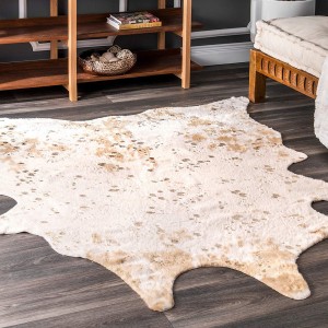 Faux Cowhide Shaped قالين آرائشي سون ورق قالين جو ڪارخانو