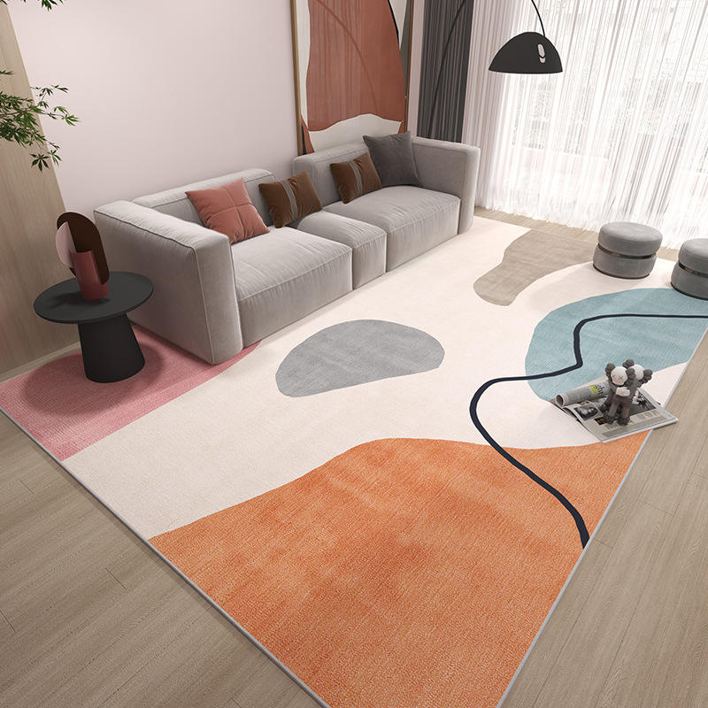 minimalist light luxury living room carpet geom...