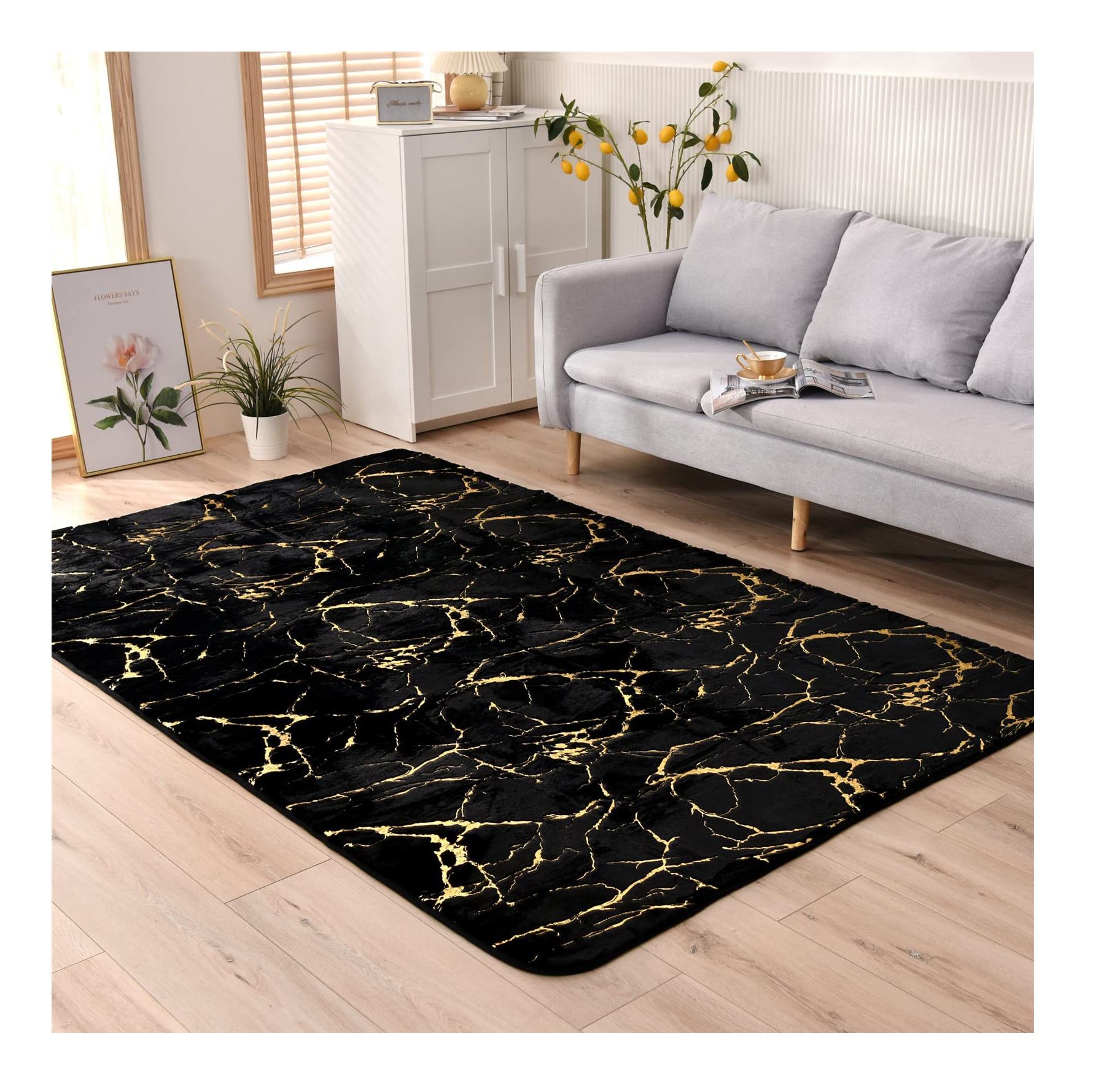 Жешка продажба од вештачко крзно Златен бушав килим