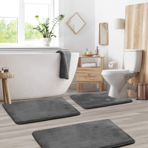 Ensemble de tapis de bain en mousse à mémoire de forme en velours absorbant antidérapant pour salle de bain