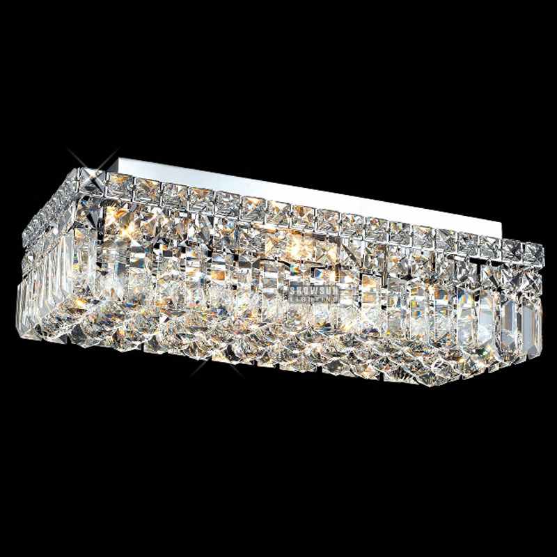 Width 50CM Rectangle Modern Crystal Ceiling Light Flush Mounted Lighting For Bedroom