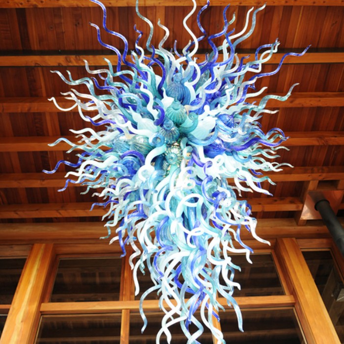 Sea Blue Chihuly Glass Chandelier Modern Staircase Chandelier