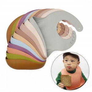 Factory Price Silicone Teething Pacifier Clip - Big discounting China Large Comfortable Soft Waterproof Silicone Baby Bib with Catcher Pocket – Melikey